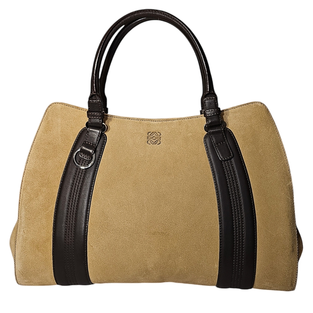 Loewe Brown and Tan Tote Bag with Structured Design